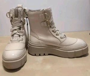 Sorel Caribou X Lace Womens Size 8 Platform Lace Up Boots Shoes Cozy Beige - Picture 1 of 9