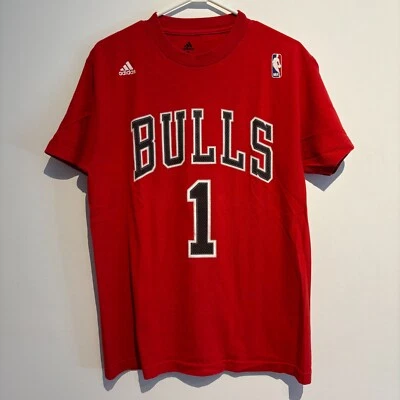 Camiseta Derrick Rose Adidas NBA Chicago Bulls Shirsey # 1 Mediana Roja Foto 1 de 4