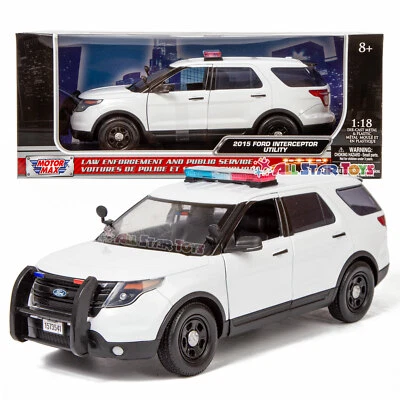 Motormax 1/18 2015 Ford Police Utility Police SUV BLANK WHITE W/ Lightbar 73541 - Image 1 of 4