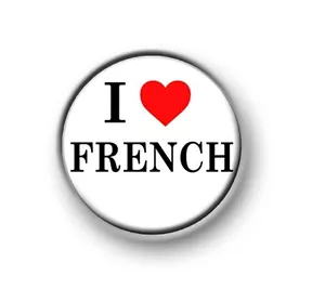 I LOVE / CORAZÓN FRANCÉS 1"" / 25 mm botón de pin / insignia / escuela / geek / nerd - Imagen 1 de 1