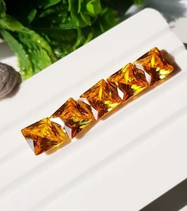 100 % Natural AAA Top Quality Yellow Colour Princess Cut 5Pc 10x10x5.50mm 38Ct - Picture 1 of 9
