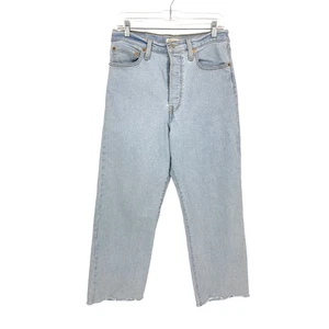 Levis Jeans Damen 30 Ribcage Straight Ankle Light Wash Denim Raw Hem Button Fly - Bild 1 von 8