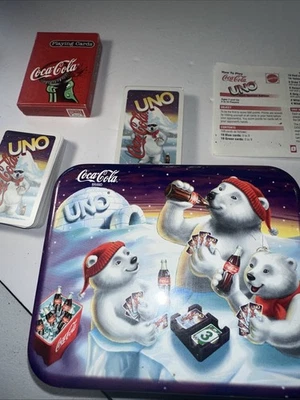 Vintage 1998 COCA-COLA POLAR BEARS UNO CARD GAME in Collector's Tin COKE - Image 1 of 4