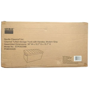 Seville Classics Foldable Storage Bench Ottoman with Handles, Modern Gray - Picture 1 of 1