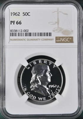 1962 Proof Franklin Silver Half Dollar 50C NGC PF66 BBC - Image 1 of 2