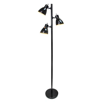 LF2007-BLK Metal 3 Light Tree Floor Lamp, Black - Image 1 of 4