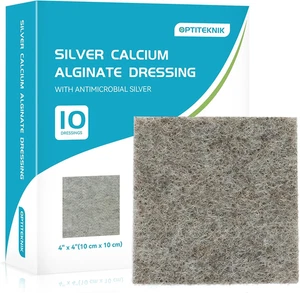 Ag Silver Calcium Alginate Wound Dressing Pads 4"X4" Pack of 10, Soft Silver Dre - Picture 1 of 12