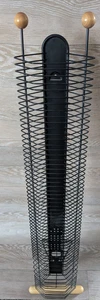 Wood Black Metal Wire CD Storage Rack Tower Holder - Free Standing or Wall Used - Picture 1 of 20