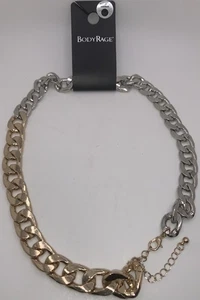 Body Rage Gold / Silver Curb Chain Necklace One Size Fits All 03871969 BNWT - Picture 1 of 2