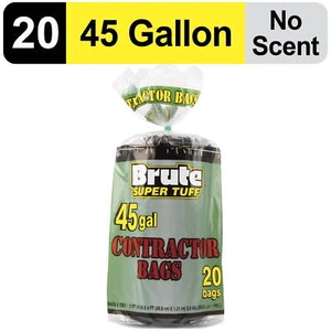 Brute Super Tuff Contractor Trash Bags, 45 Gallon, 20 Bags - Picture 1 of 5
