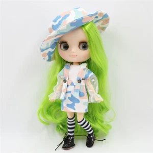 Middie Nude Doll Long Pure green hair Factory Joint Body Neo Blythe doll 8" - Picture 1 of 6