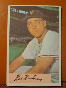 1954 Bowman 25A Wes Westrum 1.000/.987 Fielding Avg. EX No Creases New York - Picture 1 of 3