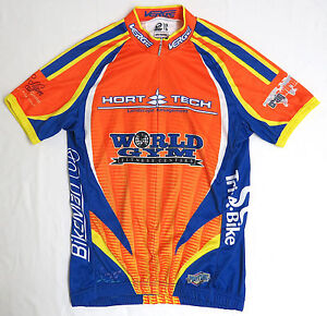 Verge WORLD GYM Cycling Jersey SMALL Orange Hort Tech Tri-A-Bike blue Bike Man S