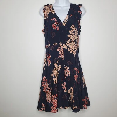 Rebecca Taylor Womens 100% Silk Blue Floral V Neck A Line Dress Size 4 Feminine - Image 1 of 4