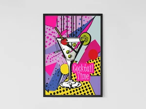 Cocktail Time print, bar poster, pub drink print - Picture 1 of 15