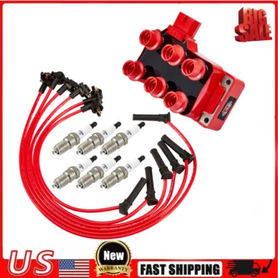 Ignition Coil & 6 Spark plug & 6 wire For Ford Explorer Sport Trac V6 4.0l FD480 - Image 1 of 4