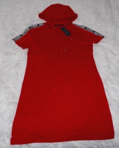 Tommy Hilfiger Women's Red Hoodie Dress Logo Tapering Size Medium New With Tags - Picture 1 of 6