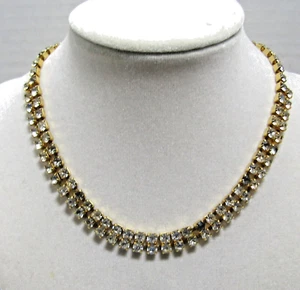 Juego de gargantilla de diamantes de imitación vintage tono dorado ajustable 11-14" - Imagen 1 de 2