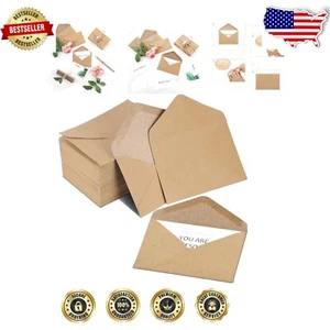 800 Mini Brown Kraft Envelopes - Self-Seal Gift Card & Invitation Sleeves - Picture 1 of 8