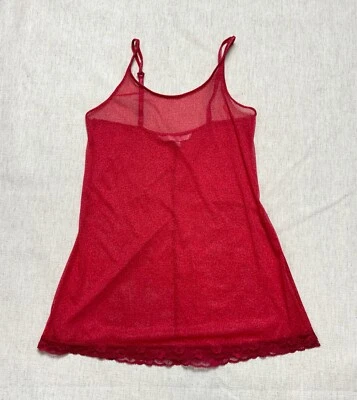 Victorias Secret Chemise Feminino Médio Leopardo Vermelho Transparente Mini Chinelo de Cetim Ano Novo - Imagem 1 de 4