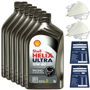 6 Litre Original Shell Helix Ultra Course 10W60 L'Huile De Moteur 550040760 Kit