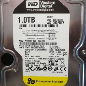 WD WD1002FBYS-02A6B0 7200 1/MIN 3,5" SATA2 Festplatte - PC/Mac, CCTV, DVR, NAS, RAID - Bild 1 von 1