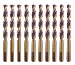 10Pcs 3/16" HSS Drill Bit Set Parabolic Flute Gold/Black Jobber 3 Flat Shank   - Picture 1 of 9