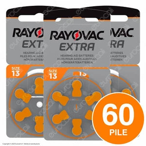 60 Batterie PILE RAYOVAC Extra 13 per Apparecchi Acustici PROTESI udito PR48 - Foto 1 di 1
