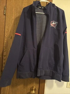 Adidas Full Zip Hooded Columbus Blue Jackets Jacket - Picture 1 of 2
