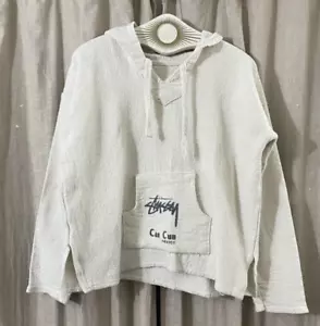 Felpa Stussy vintage anni 90 uomo L avorio Cancun Messico Baja Poncho felpa con cappuccio - Foto 1 di 16