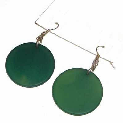 Sobral Classicos Indiana Redondo Frost Deep Green Dangle Artist Made Earrings - Image 1 of 4
