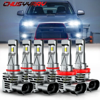 For Mitsubishi Lancer 2008-2017 Combo 6x Headlight + Fog Light Bulbs Kit - Image 1 of 4