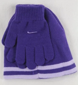 Nike Swoosh Beanie Hat Gloves 2PC Set Purple Reversible Size 4/6X NWT - Picture 1 of 1