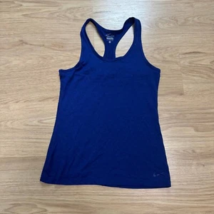 Nike Dri Fit Tank Top Women Small Navy Blue Athletic Racerback Lightweight Gym - Picture 1 of 6