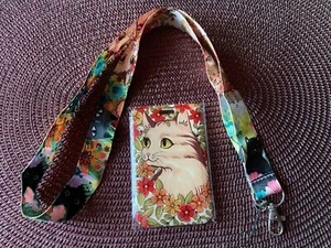 Kartenhalter Ausweishalter Umhängeband Schlüsselanhänger Katze Katzenmotiv NEU - Bild 1 von 5