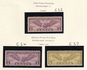 1931 Airmail winged globe Sc C12 C16 C17 MNH OG singles flat & rotary (S9 - Picture 1 of 1