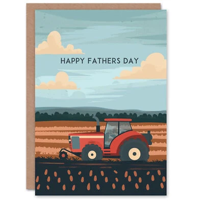 ARTERY8 Father's Day Card Farm Tractor Farming Crop Simple Design For Dad Greeting Card