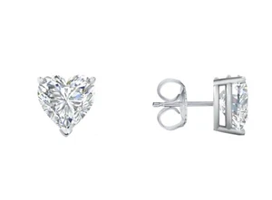IGI F/VS 2 Ct Heart LabCreated Grown Diamond Earrings  14K 18K White Yellow Gold - Picture 1 of 18