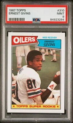 1987 TOPPS SUPER ROOKIE #310 ERNEST GIVINS PSA 9 MINT RC HOUSTON OILERS - Image 1 of 2