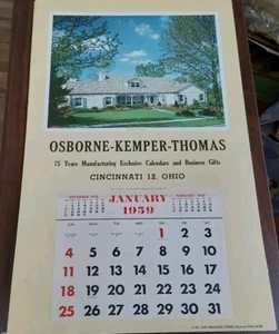 Osborne Kemper Thomas 1959 Sample Wall Calender Cincinnati Gracious Living - Picture 1 of 3