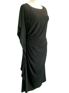 Calvin Klein Sleeveless Draped Ruffle Side Obsidian Black Jersey Dress Size 8 - Picture 1 of 6