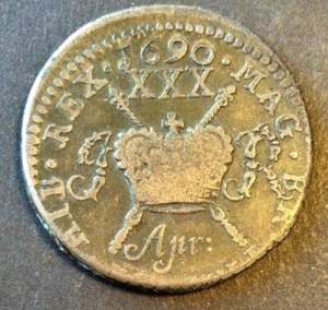 Irlande - Grande-Bretagne - 1/2  Couronne APR. 1690 - James Gun Money - Dublin - Imagen 1 de 2