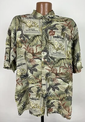 Pierre Cardin Hawaiian Shirt 2XL Slim Leaf Paradise Island Venice Santa Monica - Image 1 of 4