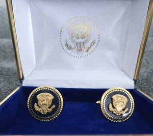 Vice Presidential Cuff Links Joe Biden VIP Blue Cobalt 24K Gold Plated - Bild 1 von 8