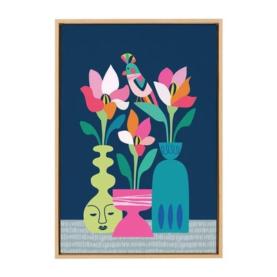 Sylvie Mid Century Modern Magnolias Framed Canvas Wall Art by Rachel Lee of M... - Image 1 of 4