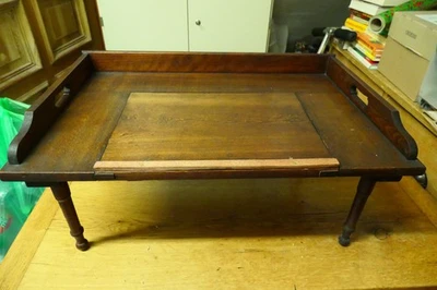 Tablett Antik für Bett, mit Buchstütze Jugenstil ca 1930/50 Eiche - Bild 1 von 4