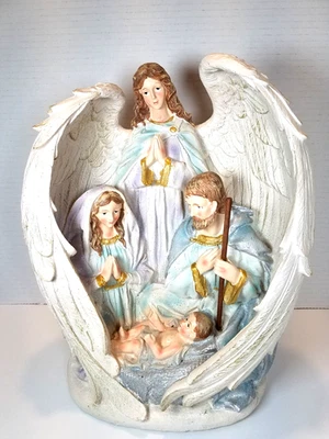 Figura Belén Alas de Ángel Guardián Sagrada Familia Niño Jesús María José Estatua Foto 1 de 4
