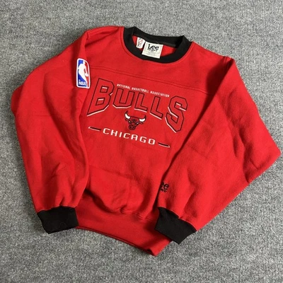 Vintage Chicago Bulls Sweater youth Medium Red NBA Basketball Lee Sport 90s - Image 1 of 4