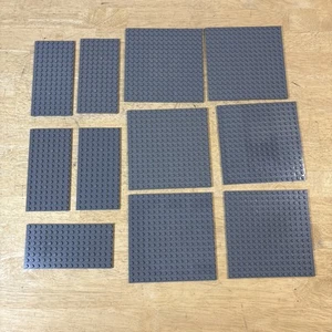 Lot Of 11 LEGO Plates 16x16 8x16 Dark Bluish Gray 91405 92438 Friends - Picture 1 of 7