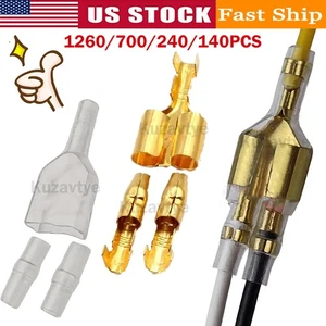 1260/140PCS bullet Crimp terminal car electrical wire connector terminal 1in2out - Picture 1 of 33